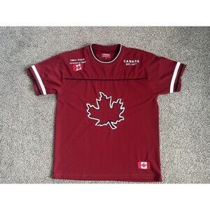 Canada Athletics Team Canada Soccer Hockey Jersey Maple Leaf Embroidered Red L